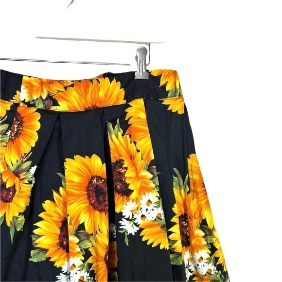 Vintage Handmade Artisan Sunflower Floral Knee Length Lightweight Skirt Large - Picture 3 of 15